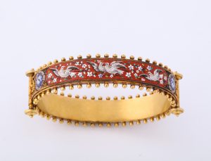 Bracelet- Victorian Period 18kt Gold & Micro Mosaic, made in England circa 1870